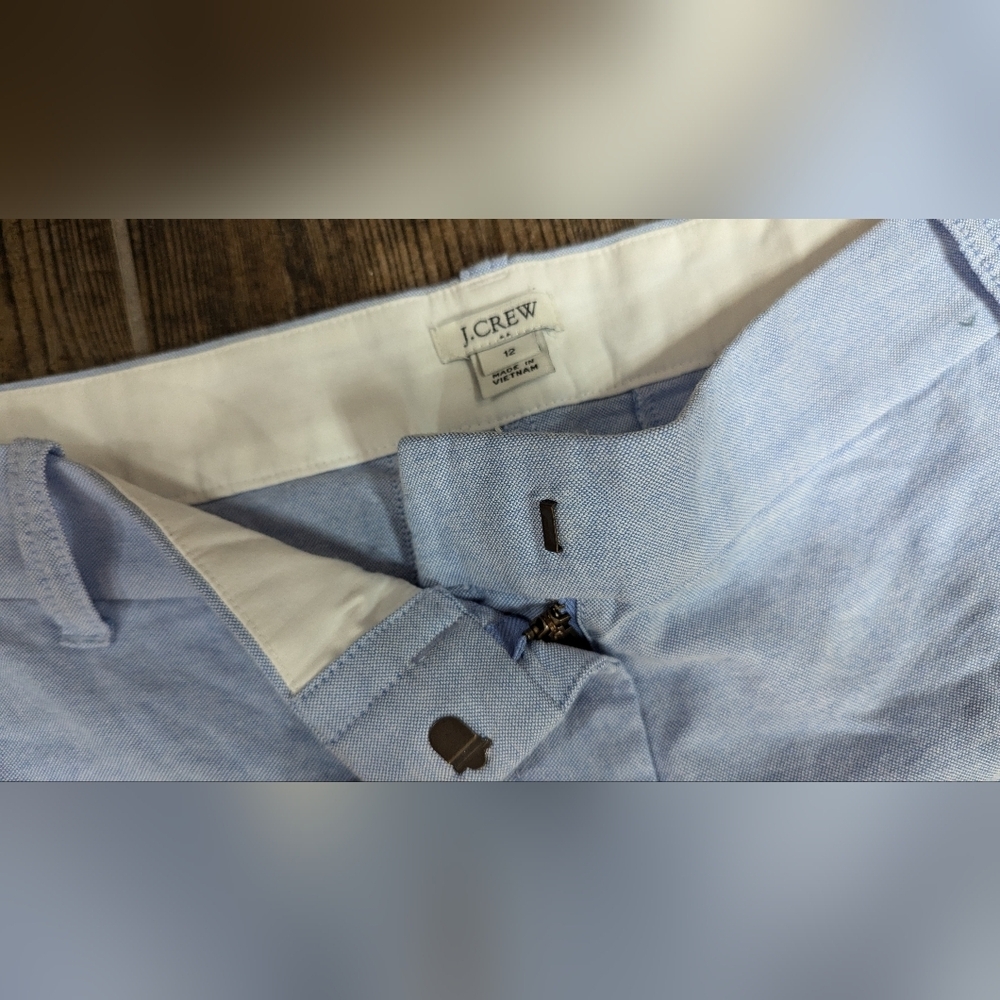 J. Crew Lightweight Chino Blue Cotton Shorts Size 12 - Picture 4 of 5
